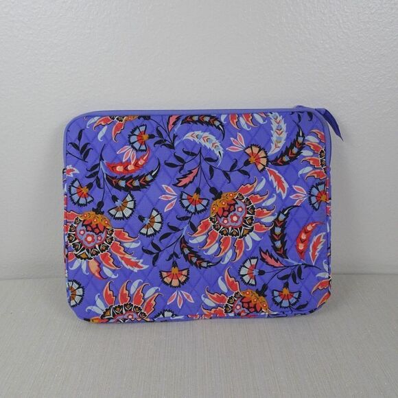 VERA BRADLEY Laptop Sleeve Case Factory Style MURAL GARDEN Floral Purple NWT $55 - Picture 2 of 8